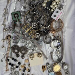 Mixed Fashion Jewelry Lot - Silver & Gold Tones with Pearls